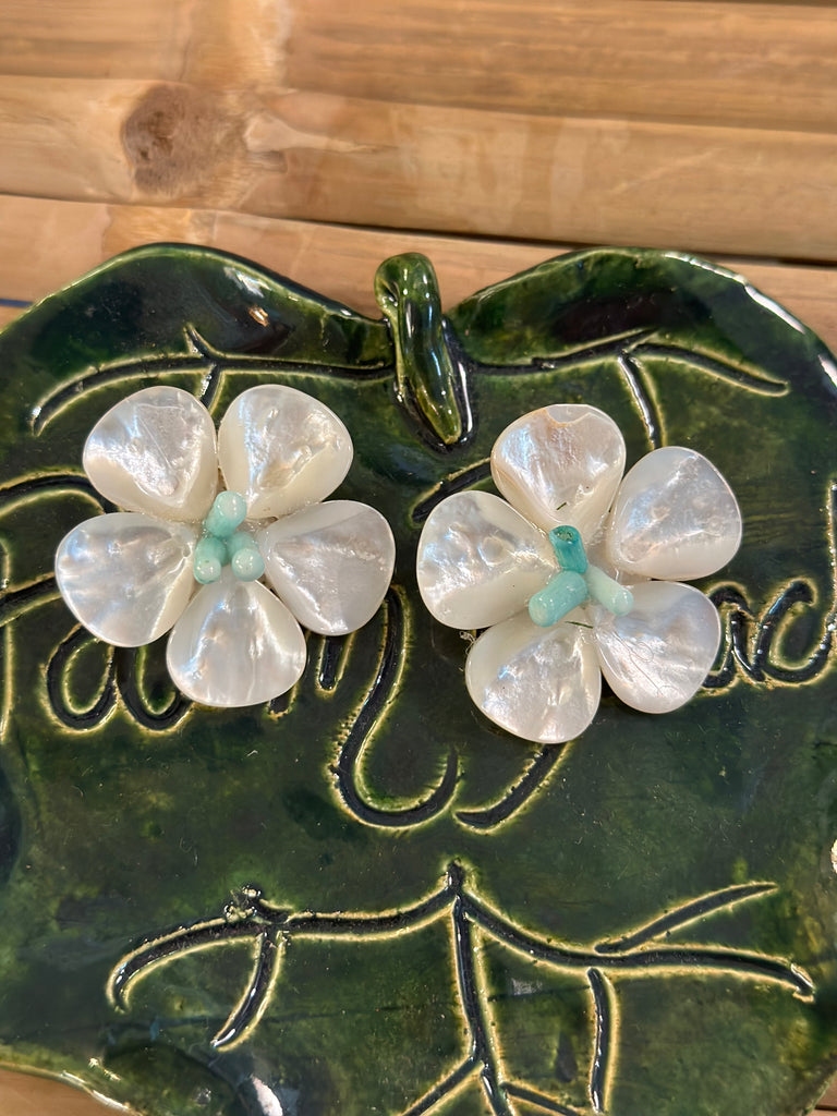Polly Light Sea Foam Coral Bead Earrings - The Kemble Shop