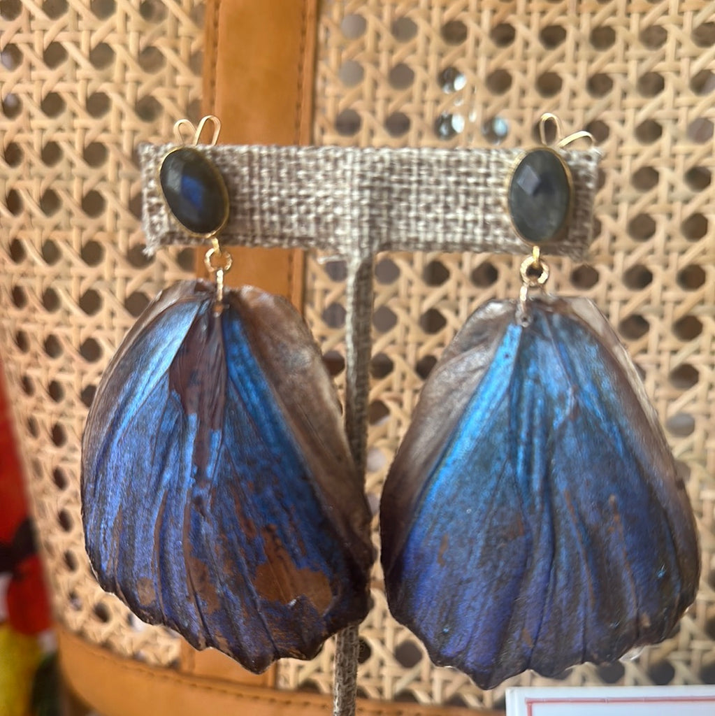 Uniquellery Grande Morpho Butterfly Wing Earrings - The Kemble Shop