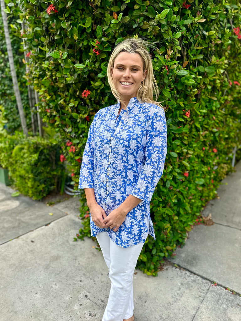 Blue and White Palm Beach Tunic - The Kemble Shop