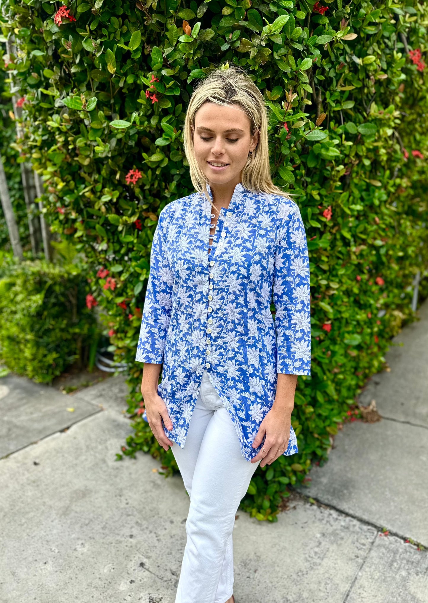 Blue and White Palm Beach Tunic - The Kemble Shop