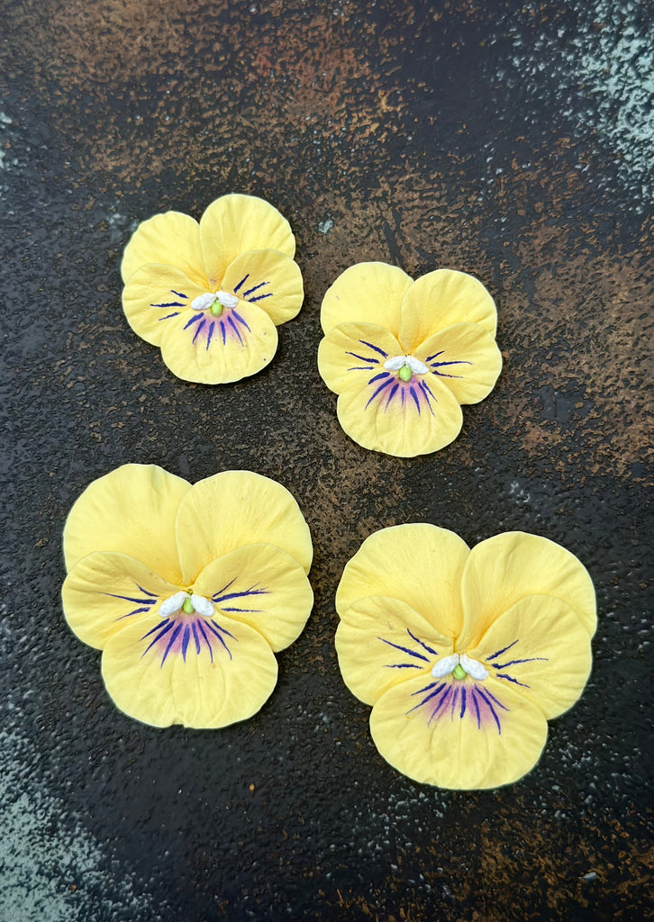 Pansy Earring - Small Light Yellow w/Purple - The Kemble Shop