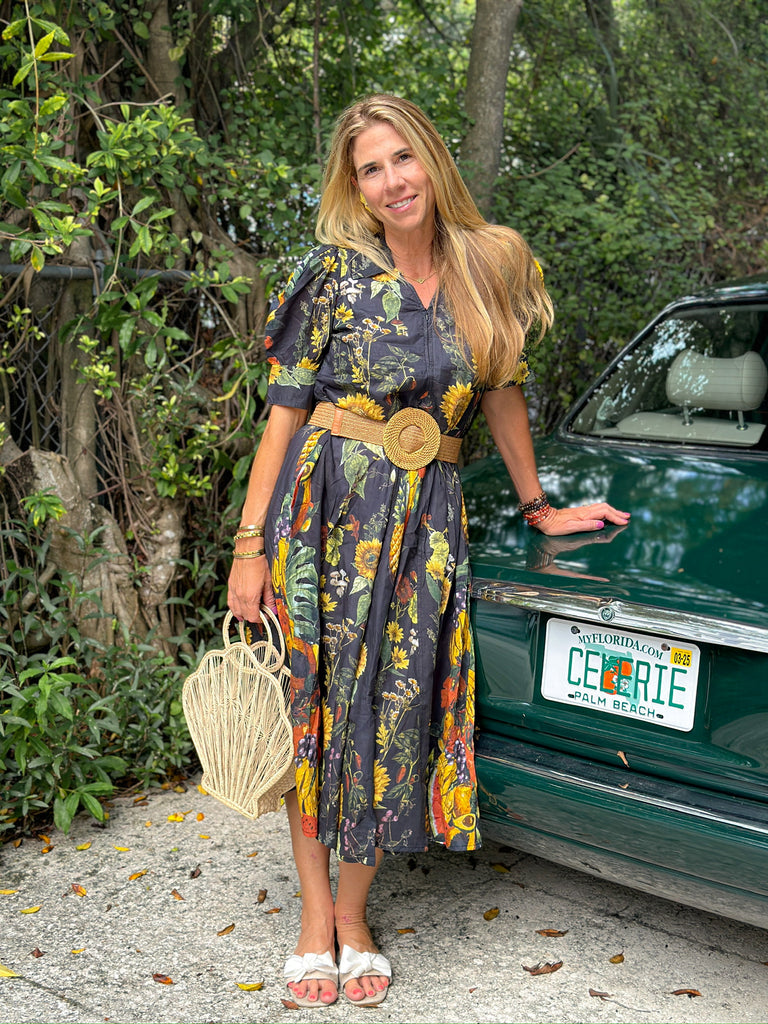Dizzy Lizzie -Montauk Dress in Black Sunflower - The Kemble Shop
