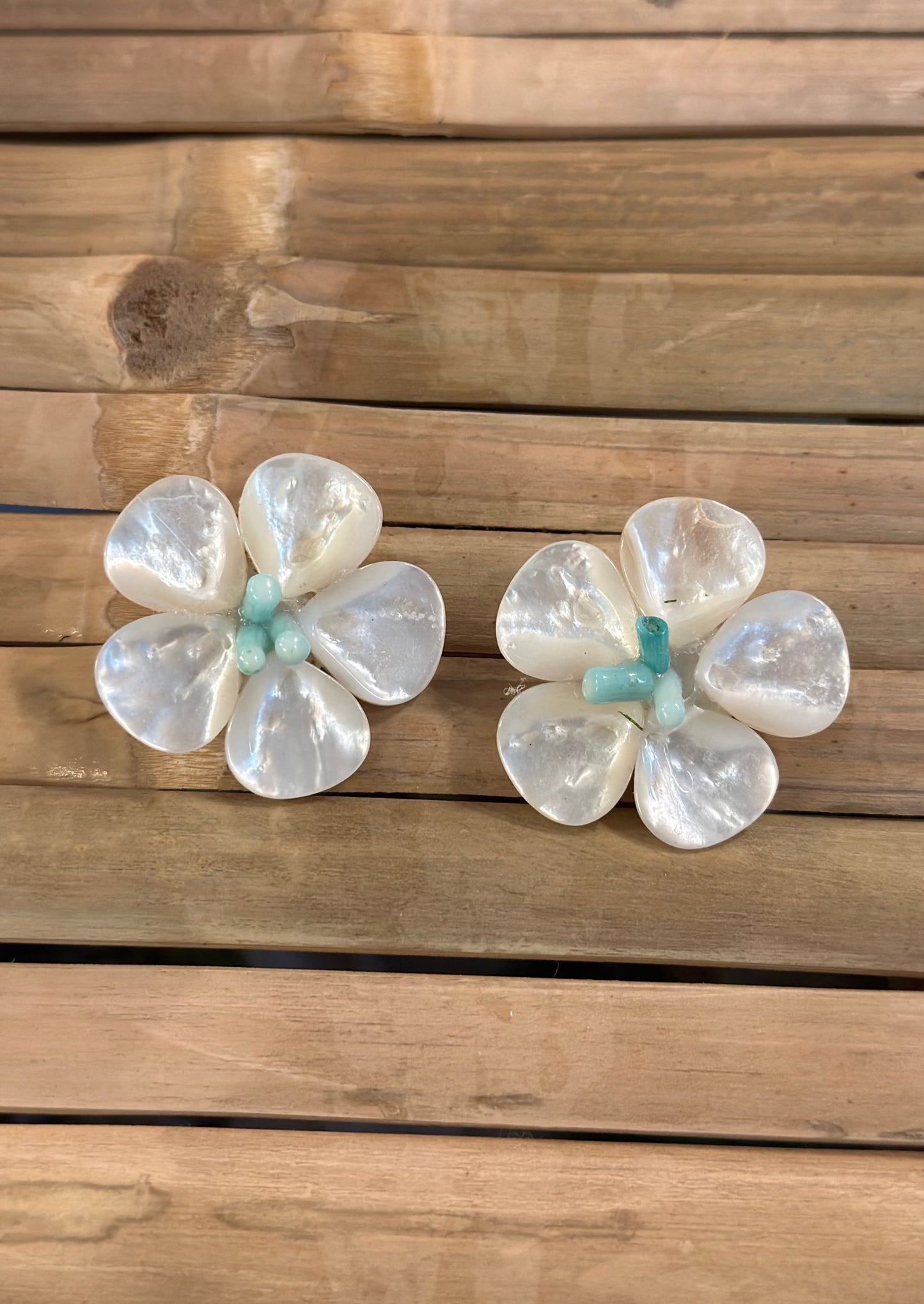 Polly Light Sea Foam Coral Bead Earrings - The Kemble Shop