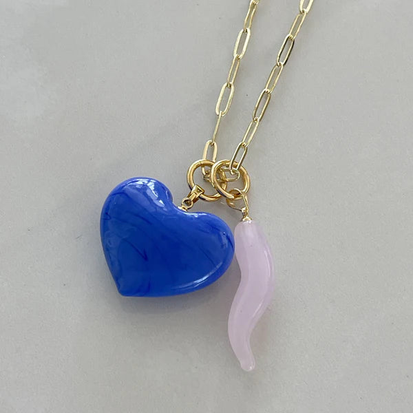Bauble Heart Charm Necklace | Indigo - Idalia - The Kemble Shop
