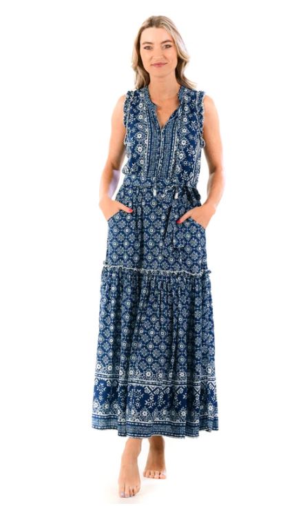 Alexis Dress / Indigo Geo - Walker & Wade - The Kemble Shop
