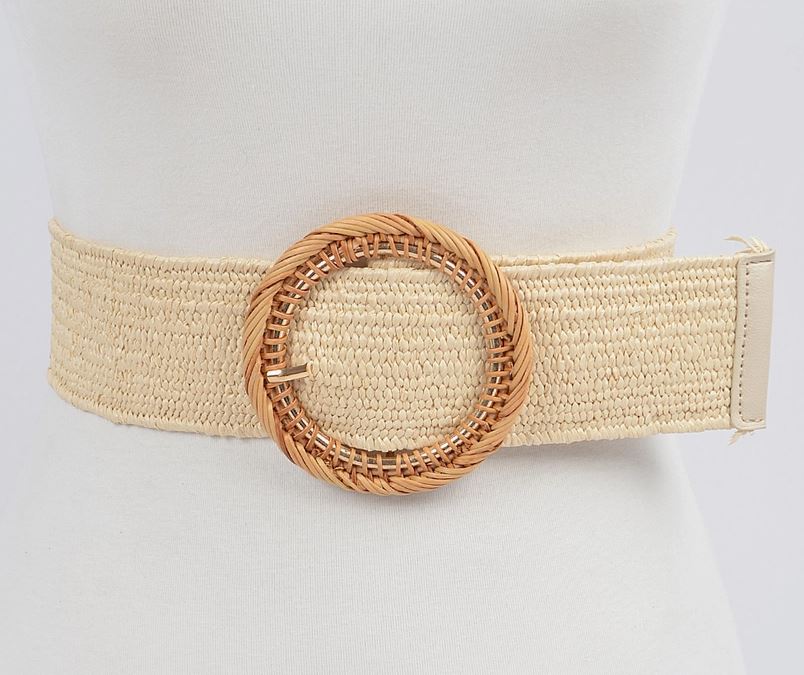Woven Straw Rattan Buckle Belts