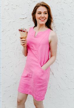 VIA No 9 - Lisa Pink Linen Dress - The Kemble Shop
