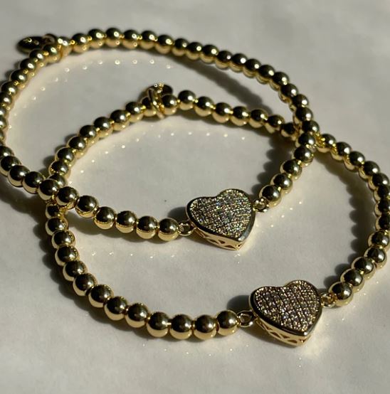 Idalia Pavé Heart Bauble Slip On Bracelet - The Kemble Shop