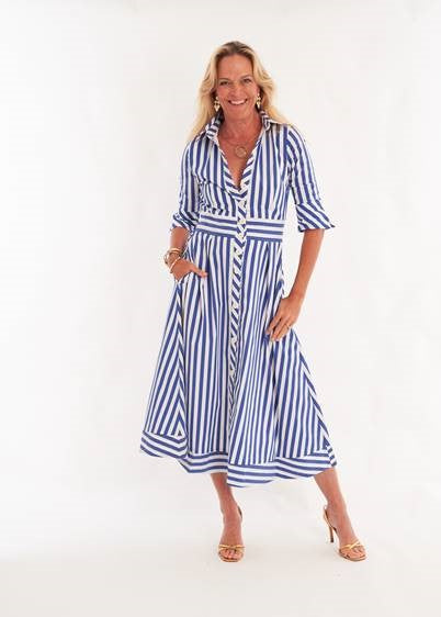 Monaco Long Sleeve | Blue Stripe - CK Bradley - The Kemble Shop