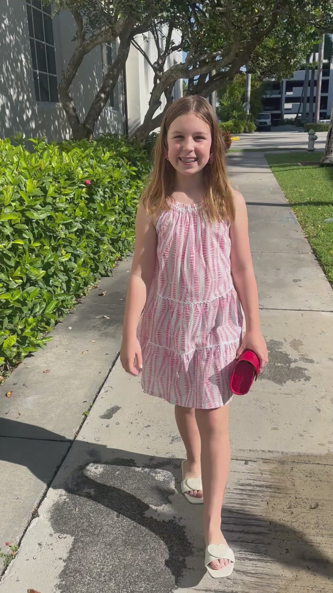 Girls Daisy Ric Rac Sundress  - Calypso Pink