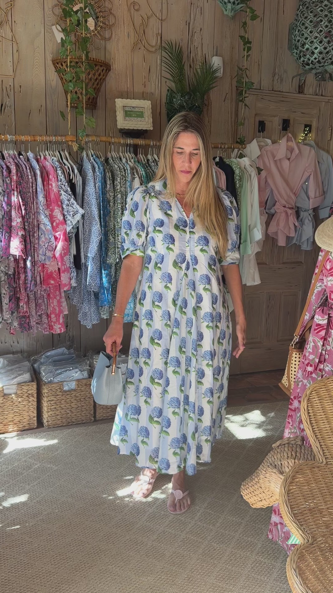 Montauk Dress | Blue Stripe Hydrangea | Dizzy Lizzie