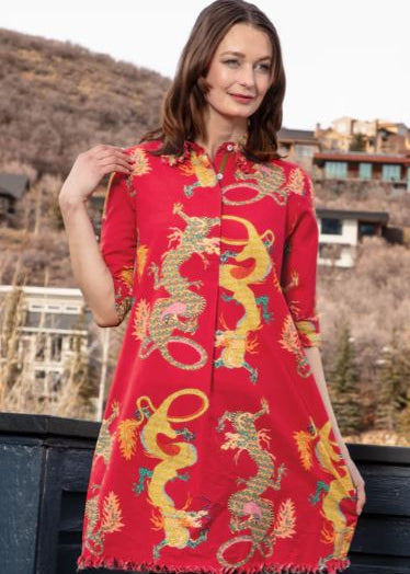 Chatham Dress | Red Dragons - Dizzy Lizzie - The Kemble Shop