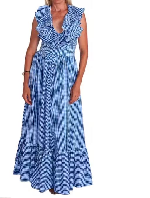 Samba Dress in Royal Blue Gingham - CK Bradley - The Kemble Shop