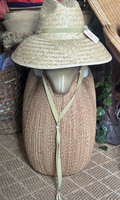 Begonia Sun Hat | Khaki Ribbon Lanyard with Pearl Gemstone Toggle | Sarah Bray Bermuda - The Kemble Shop