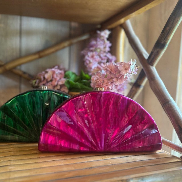 Clutch | Acrylic Scallop Clutch | Fuchsia - The Kemble Shop