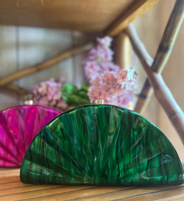 Acrylic Scallop Clutch | Kelly Green - The Kemble Shop