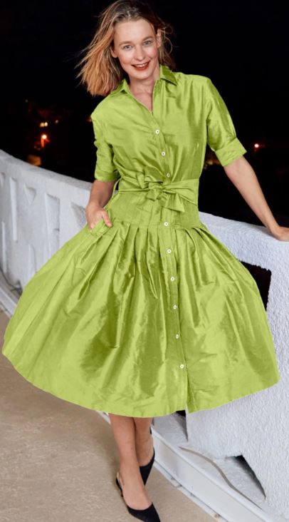 Mrs Maisel Dress Silk Green - Dizzy Lizzie - The Kemble Shop