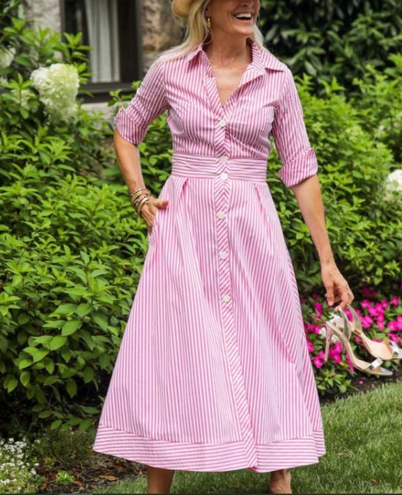Monaco Long Sleeve in Pink Stripe - CK Bradley - The Kemble Shop
