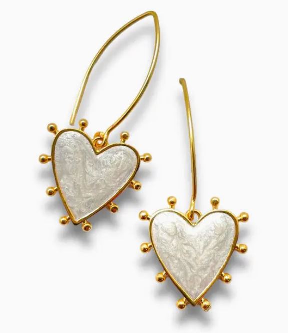 Dotted Heart Drop Earrings