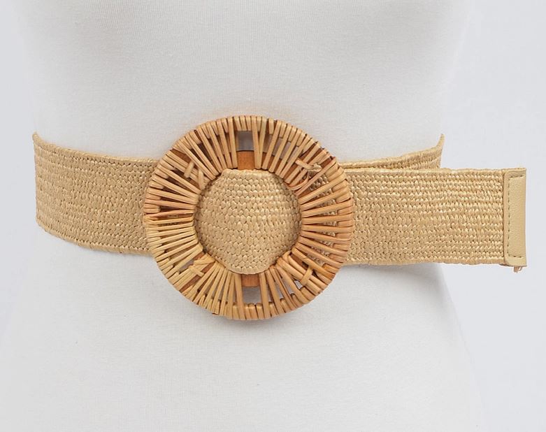Woven Straw Rattan Buckle Belts