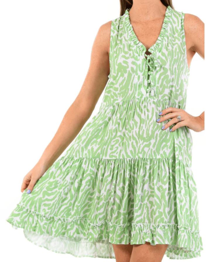 Kaia Dress Short / Green Zebra - Walker & Wade - The Kemble Shop