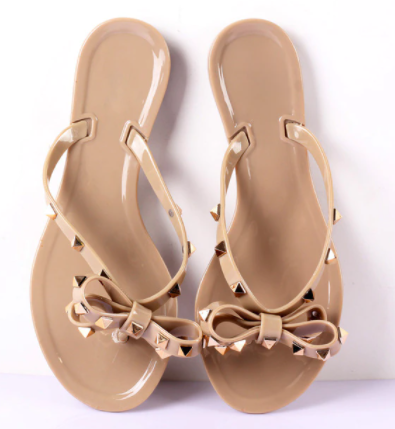Jelly Studded Flip-Flop Sandal - Taupe - The Kemble Shop