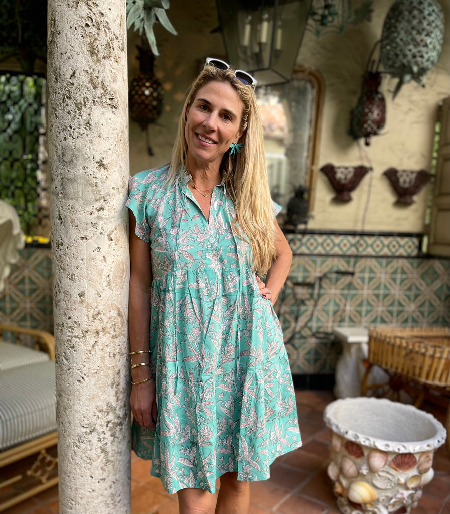 Sea Foam Floral Liza Dress - The Kemble Shop