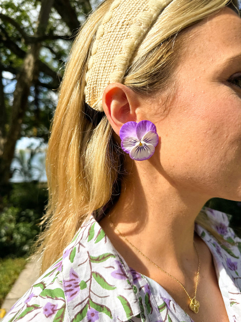 Medium Purple Bliss Pansy Earring - The Kemble Shop