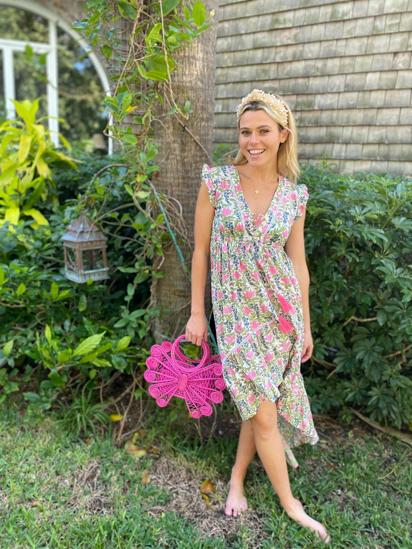 Pink & Blue Forget-Me-Not Emma Dress - The Kemble Shop