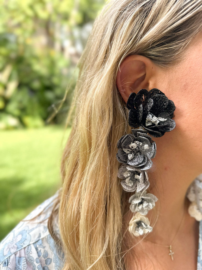 Black Ombré Flower Drop Earrings - The Kemble Shop
