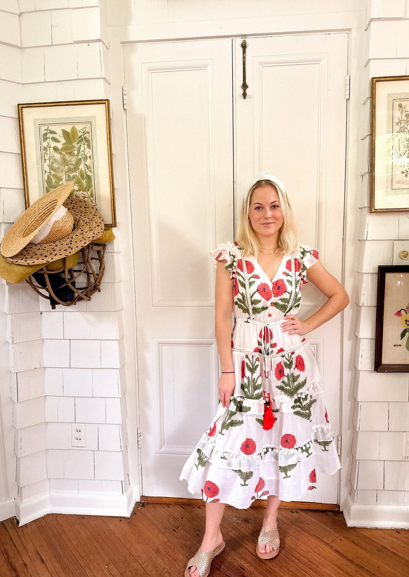 Cece Orange Poppy Pom Pom Dress - Midi - The Kemble Shop
