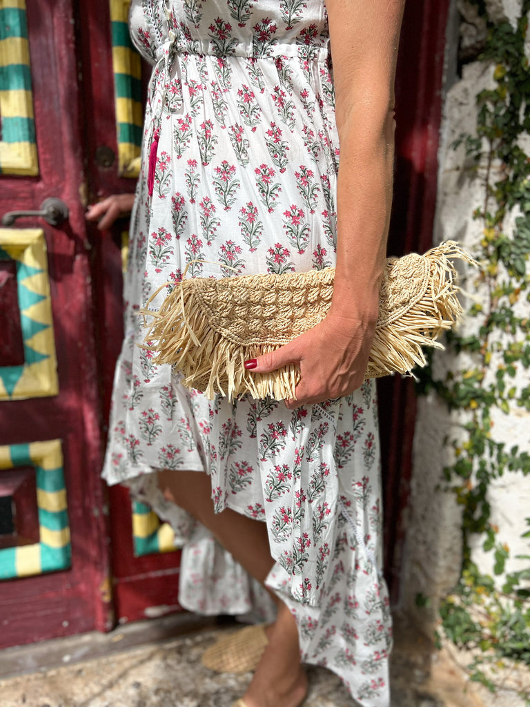 Crossbody Caitlin Clutch w/Fringe - Natural - The Kemble Shop