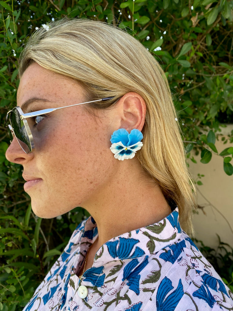 Medium Turquoise Pansy Earring - The Kemble Shop