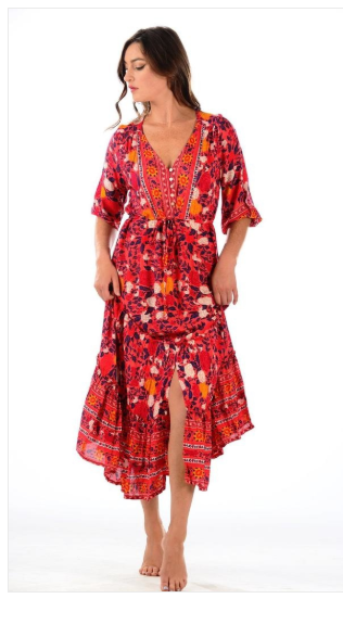 Cherry Red Carrie Dress - Walker & Wade - The Kemble Shop