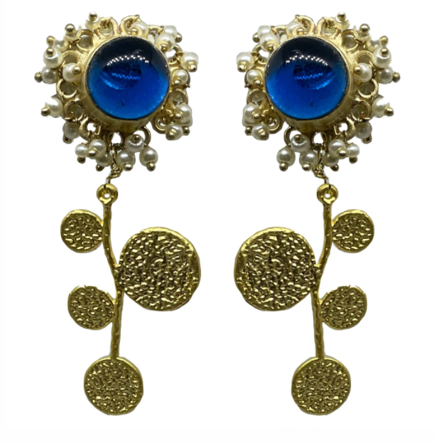 Blue Agate En Fluer Clips - by Meg Carter - The Kemble Shop