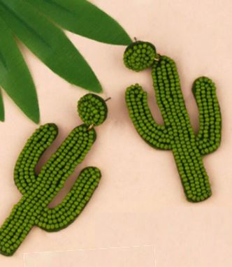 Beaded Cactus Drop Earrings - The Kemble Shop