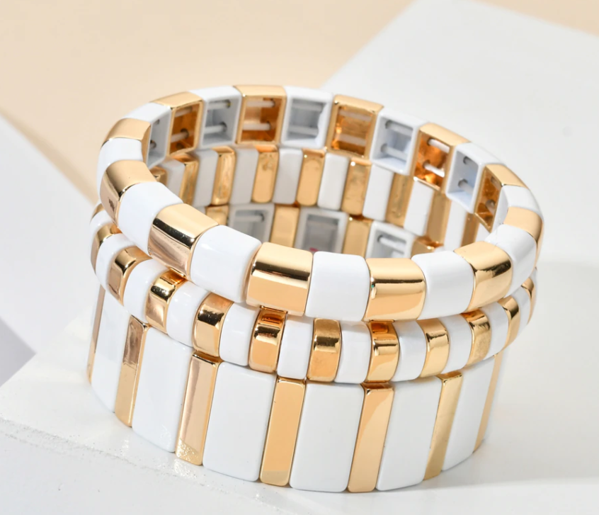 Gold Tile Enamel Bracelets - The Kemble Shop