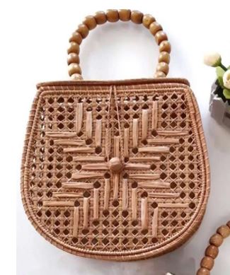 Woven Nina Tote w/ Bamboo Handle - The Kemble Shop