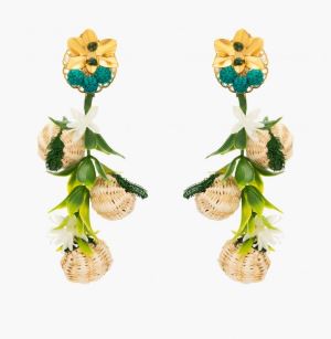 Tropics Green Raffia Earrings - The Kemble Shop
