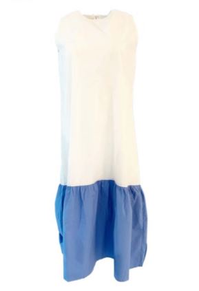 Ella Sleeveless Long Blue & White Dress - The Kemble Shop