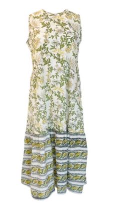 Ella Sleeveless Long Citron Garden Dress - The Kemble Shop