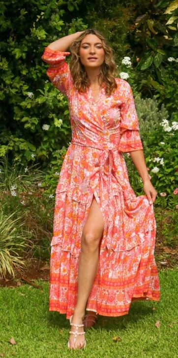 Tangerine Everleigh Dress Long - Walker & Wade - The Kemble Shop