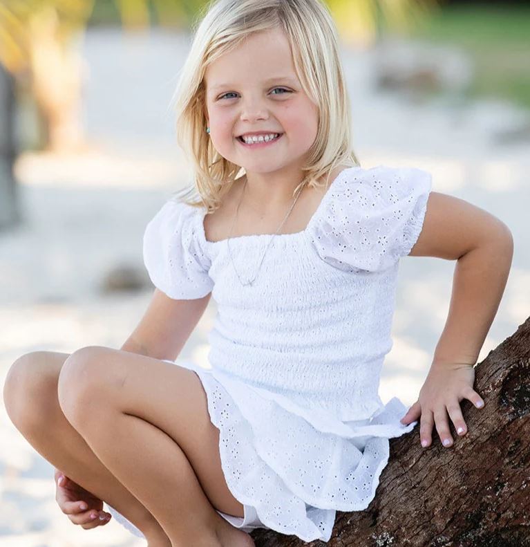 Girls White Eyelet Skirt/Top Set - Walker & Wade - The Kemble Shop