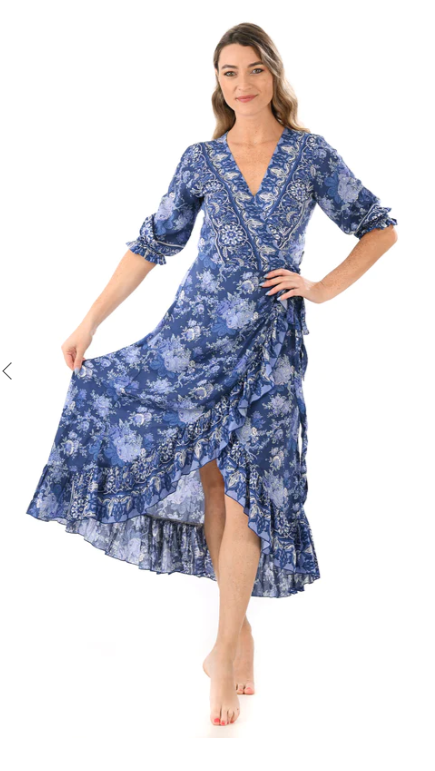 Napa Dress Wrap English Blue - Walker & Wade - The Kemble Shop
