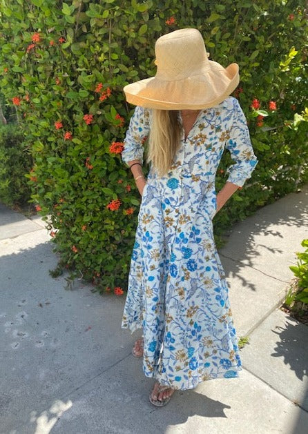 Mimi Long Sleeve Long Garden Hues Shirt Dress - The Kemble Shop
