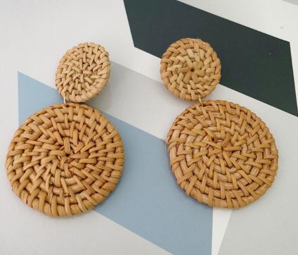 Natural Rattan Circle Drop Earrings - The Kemble Shop