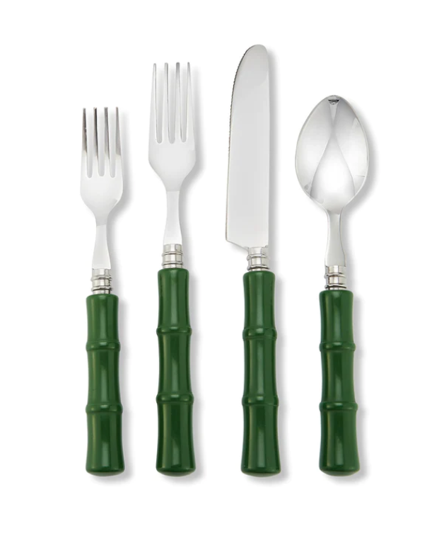 Green "Bamboo" Flatware (set of 4) - Dishwasher Safe - Chefanie - The Kemble Shop
