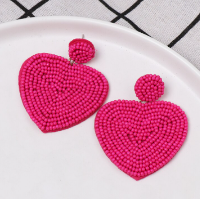 Lucky Hearts Hot Pink Beaded Earring - The Kemble Shop
