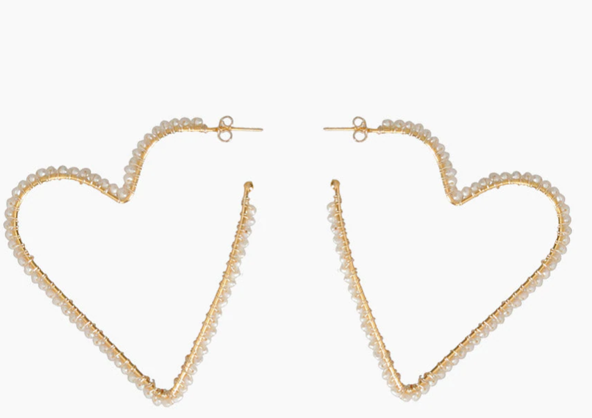 Heart Pearl Hoops - Mercedes Salazar - The Kemble Shop