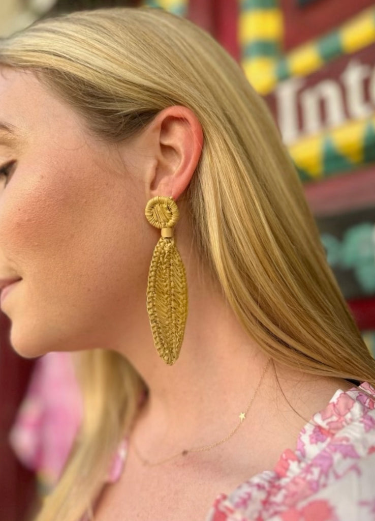 Yellow Rattan Drop Earrings - The Kemble Shop